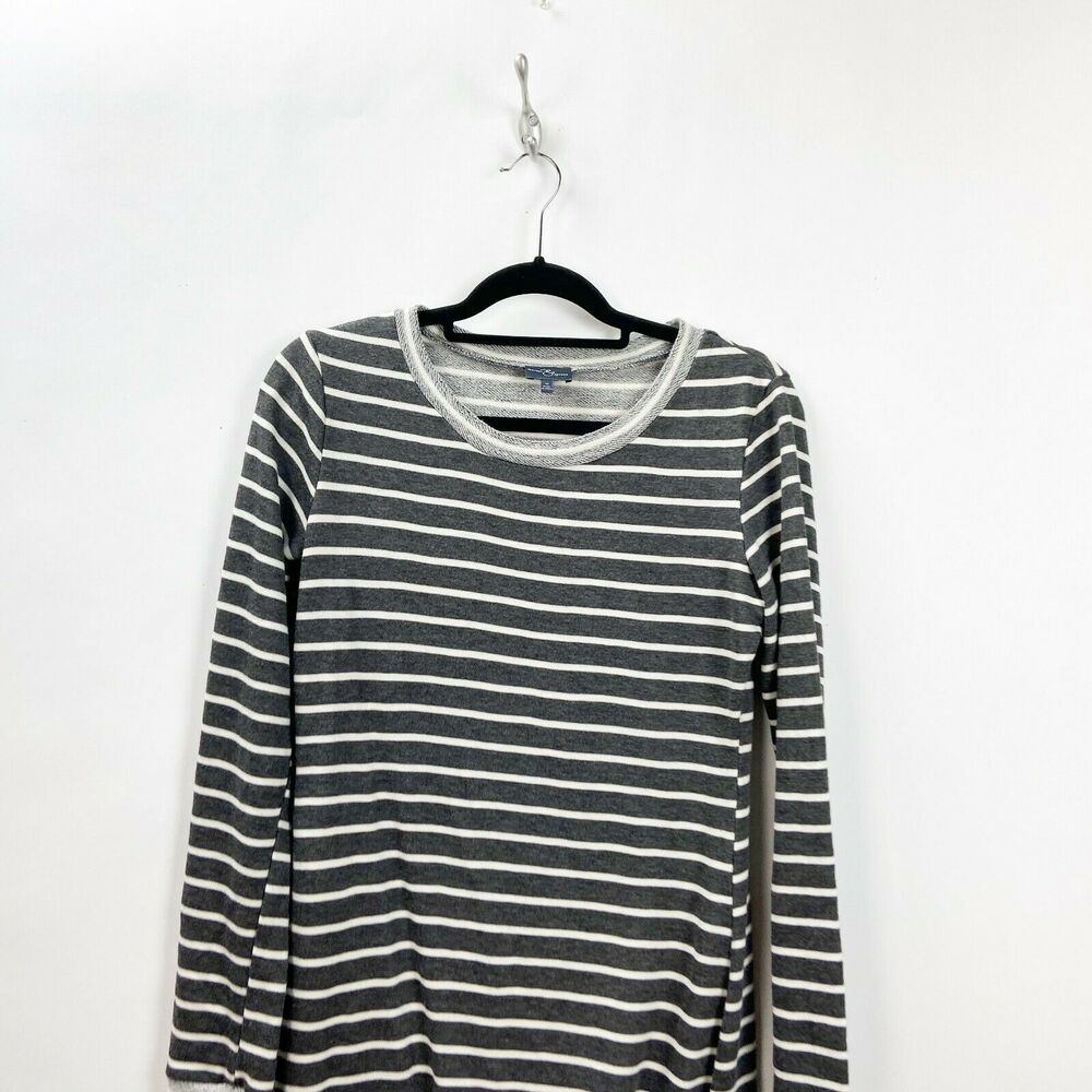 2/$30 Market & Spruce Medium Womens Gray Striped Kyle French Terry Dress - Picture 3 of 6